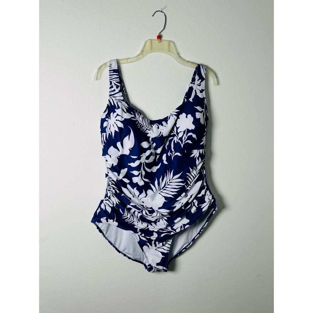 Navy Blue  “Tropical ” one piece swimsuit / B2PRITY / 
Size / 2 XL